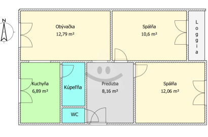 3-izb byt s loggiou v blízkosti centra mesta Komárno