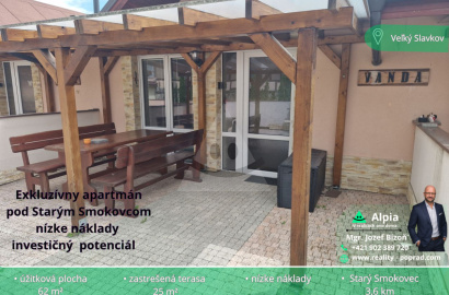 Exkluzívny apartmán pod Starým Smokovcom – terasa, nízke náklady a investičný potenciál