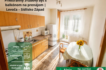 3-izbový byt s balkónom na prenájom -  Levoča – Sídlisko Západ
