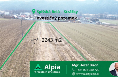 Investičný pozemok na výstavbu rodinných domov – Spišská Belá, časť Strážky